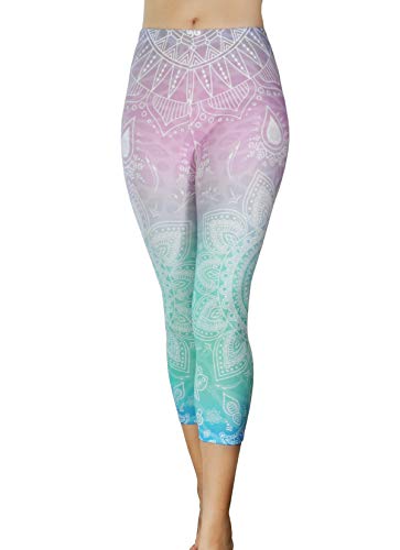 Comfy Yoga Pants - Workout Capris - High Waist Workout Leggings for Women - Lightweight Printed Yoga Legging - Size S/M 4-10