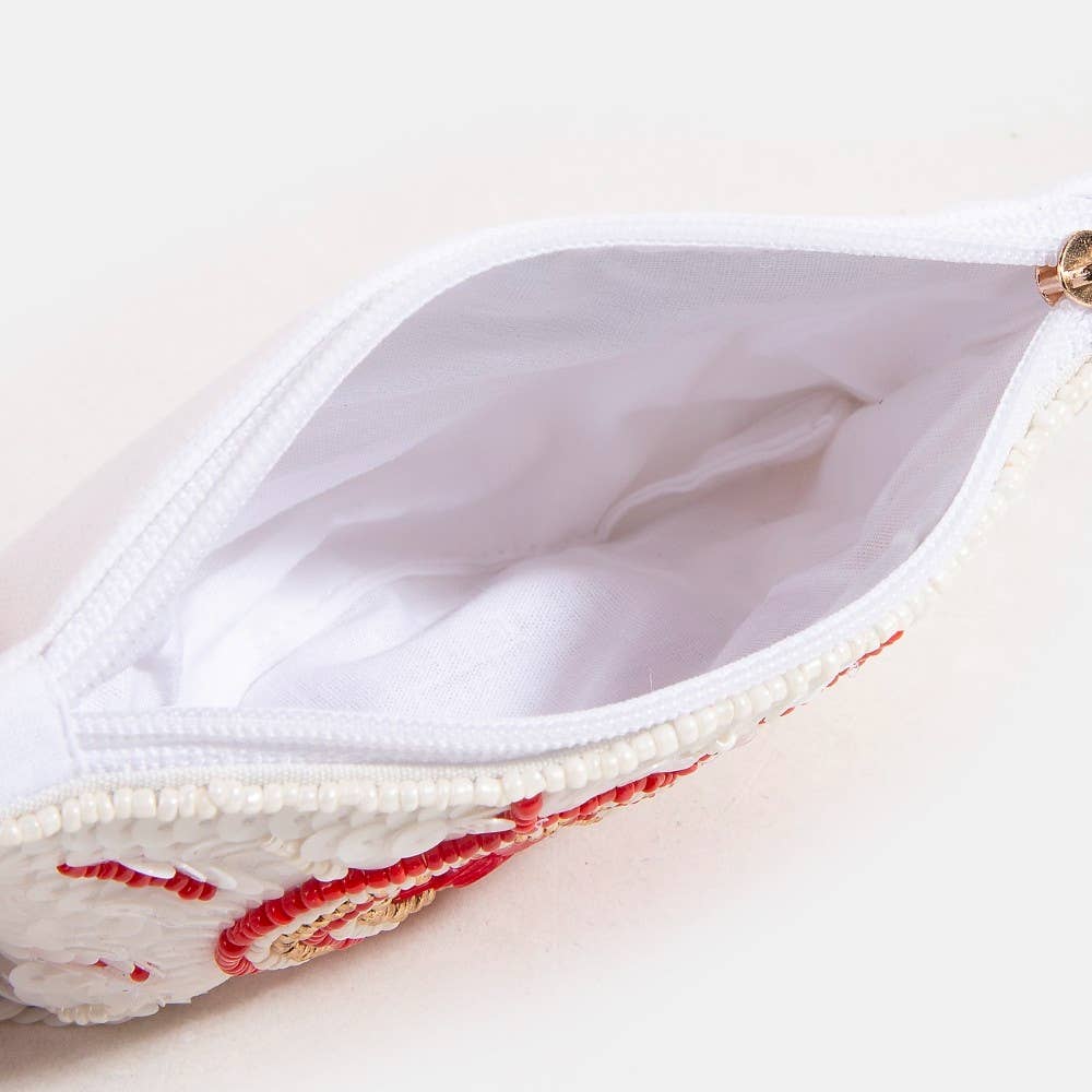 Collections by Fame Accessories - Shining Heart Seed Beaded Coin Purse: MULTI