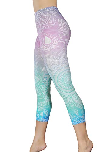 Comfy Yoga Pants - Workout Capris - High Waist Workout Leggings for Women - Lightweight Printed Yoga Legging - Size S/M 4-10