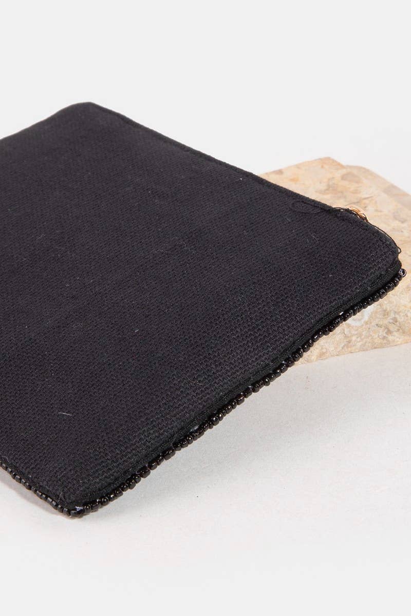 Collections by Fame Accessories - Vodka Money Seed Beaded Coin Purse: MULTI