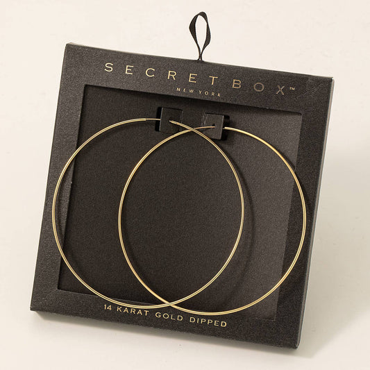 Fame Accessories - Secret Box Oversized Skinny Hoop Earrings: GD
