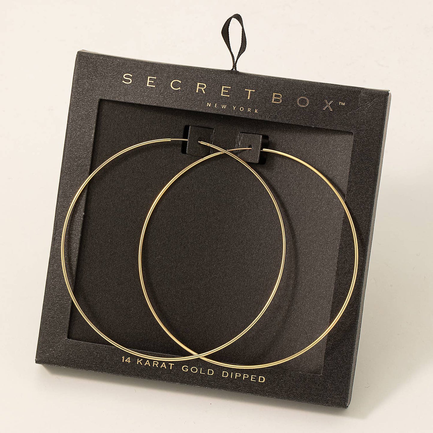 Fame Accessories - Secret Box Oversized Skinny Hoop Earrings: WG
