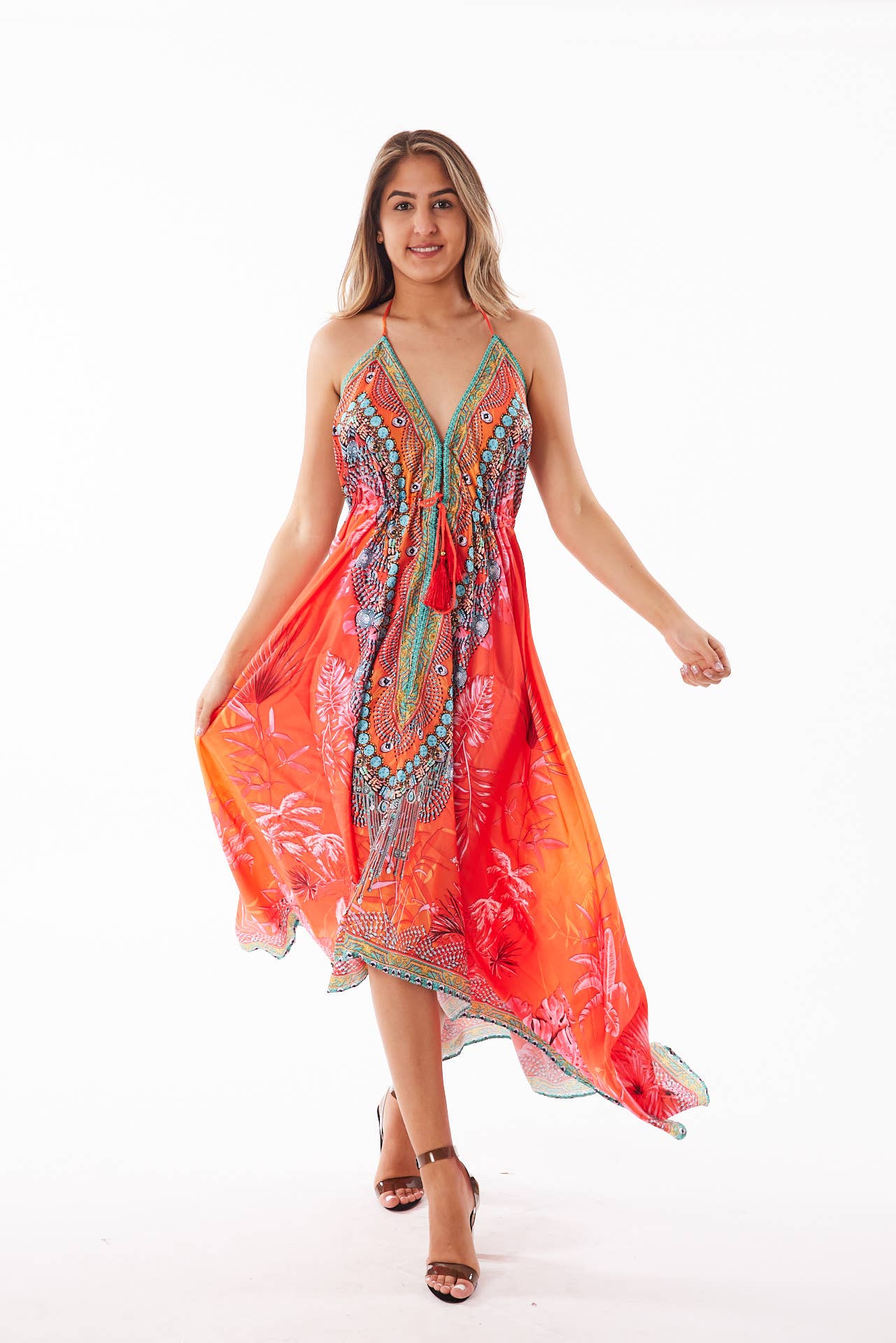 Ranee's - 678 Coral pink Hawaii dress BACK IN STOCK