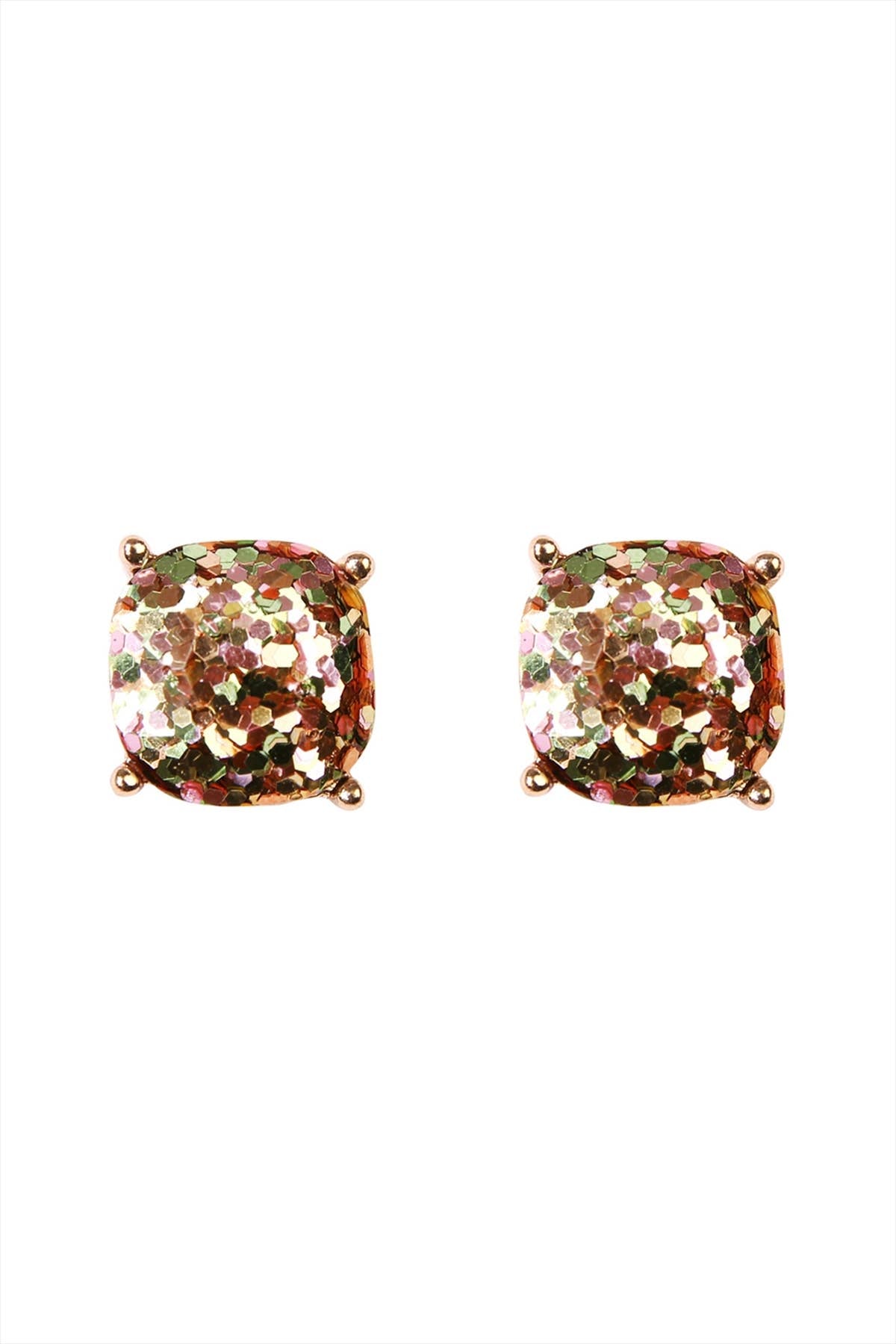 MYS Wholesale Inc - Shiny Cushion Glitter Earring: Multicolor Gold
