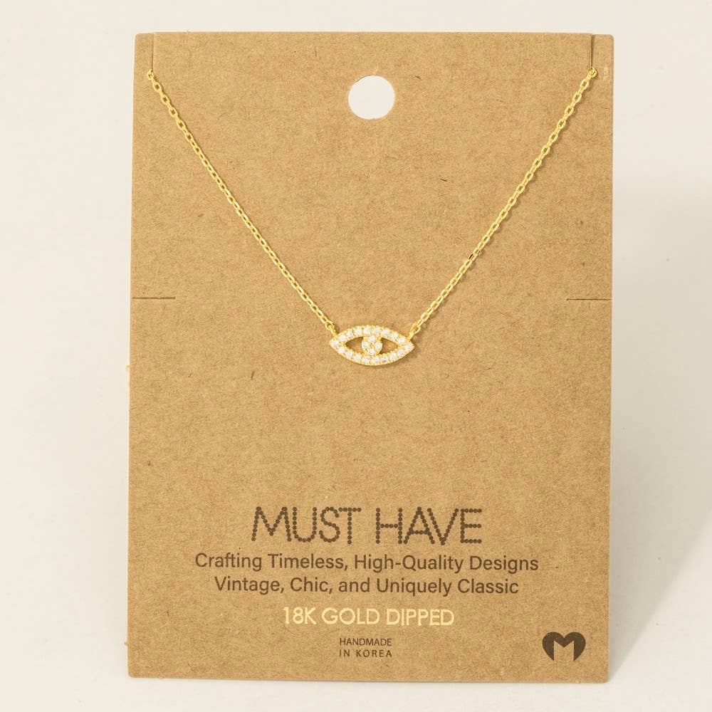 Fame Accessories - Gold Dipped Evil Eye Jewel Pendant Necklace: G