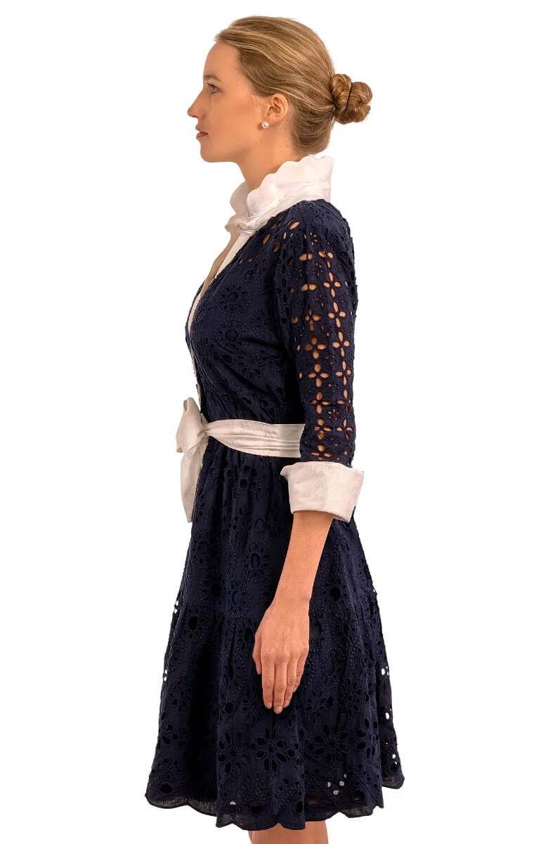 Gretchen Scott LLC - Little Bo Peep Dress - La Di Da: Navy / M