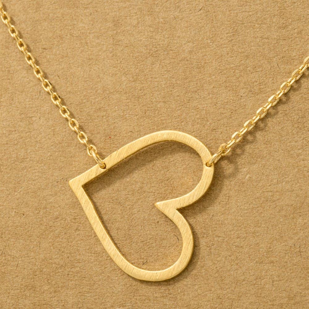 Fame Accessories - Heart Cutout Pendant Necklace: R