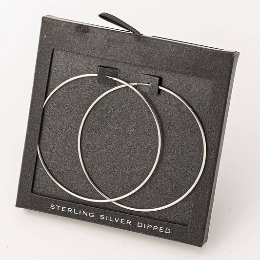 Fame Accessories - Secret Box Gold Dipped Thin 60Mm Hoop Earrings: WG