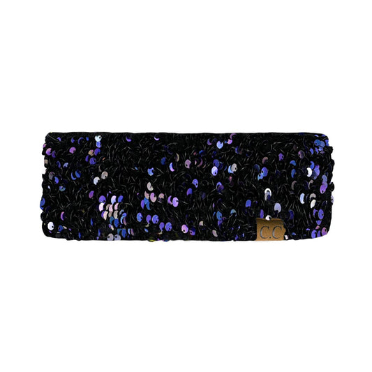 Truly Contagious - CC Sequin Headwrap - HWE0012 - By Contagious Wholesale: Purple/Black
