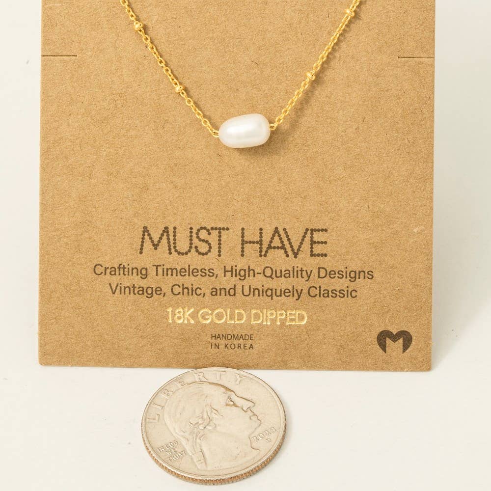 Fame Accessories - Gold Dipped Pearl Pendant Necklace: G