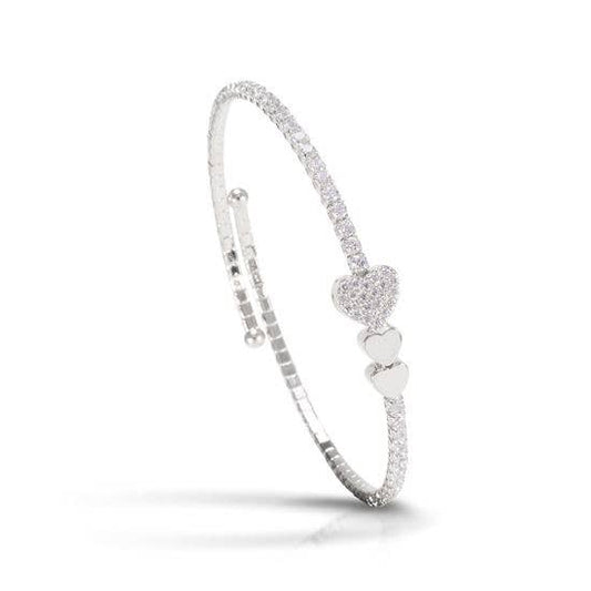 Amanda Blu - Triple Heart Single Spiral Bracelet - Silver