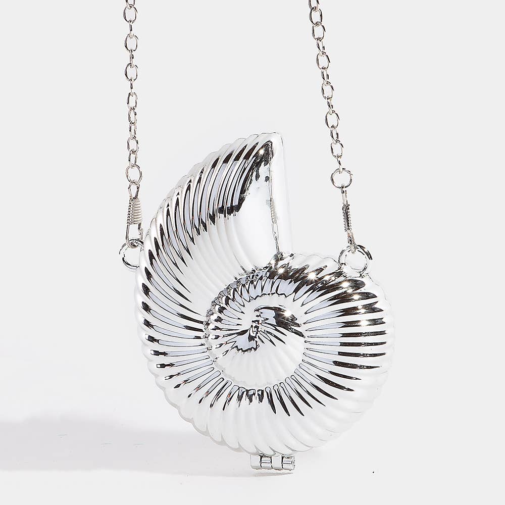 Collections by Fame Accessories - Metallic Sea Shell Clutch Coin Purse: G