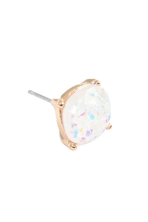 MYS Wholesale Inc - Sparkling Glitter Epoxy Stud Earrings - Fashion and Elegance: Multicolor