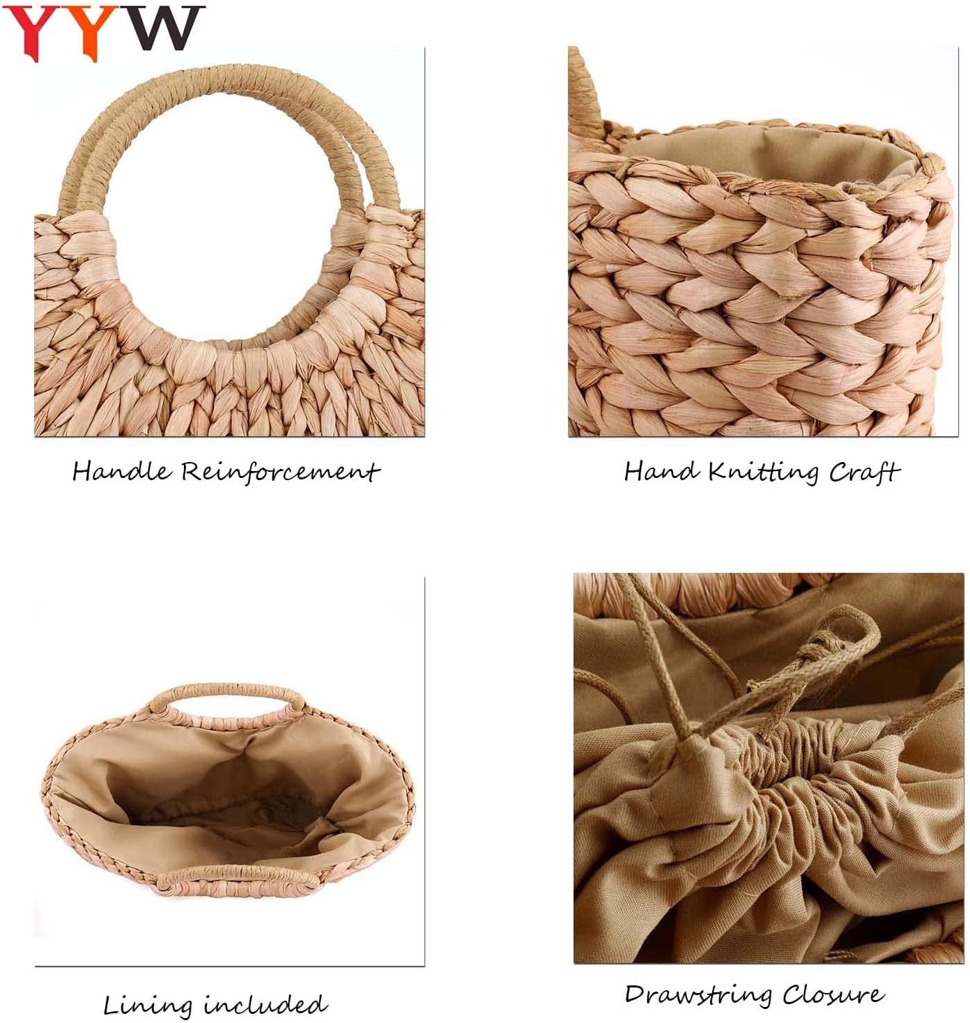 Women's Summer Rattan Handbag - Hand-Woven Straw Tote and Clutch for Beach and Sea Use