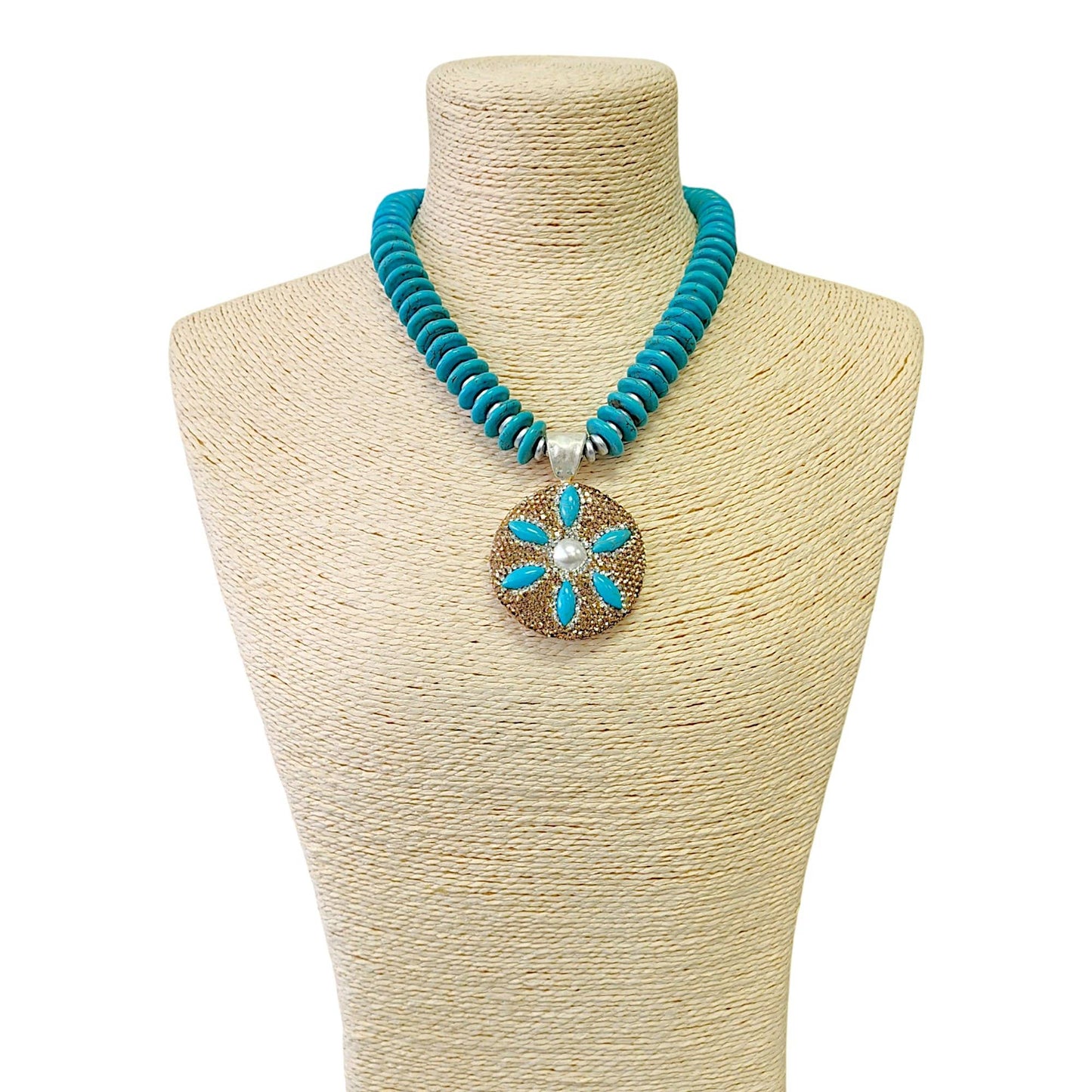 Bijoux Envie Statement Jewelry - Turquoise Necklace | Seashell Necklace | Sand Dollar | Beach