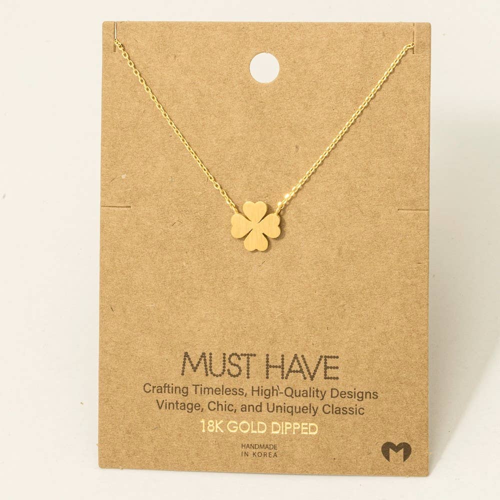 Fame Accessories - Mini Clover Pendant Necklace: S