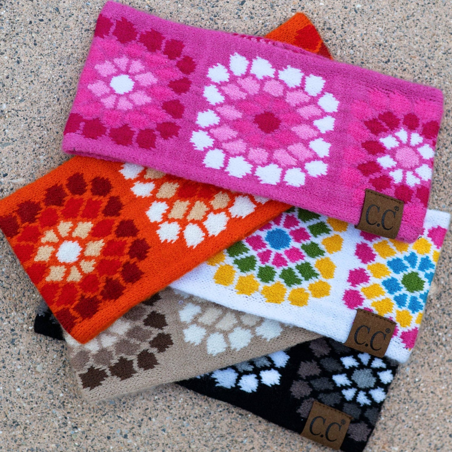 Truly Contagious - CC Flower Crochet Printed Head Wrap ( HW-7396 ): Orange