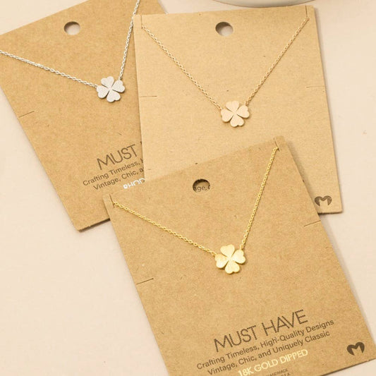 Fame Accessories - Mini Clover Pendant Necklace: G