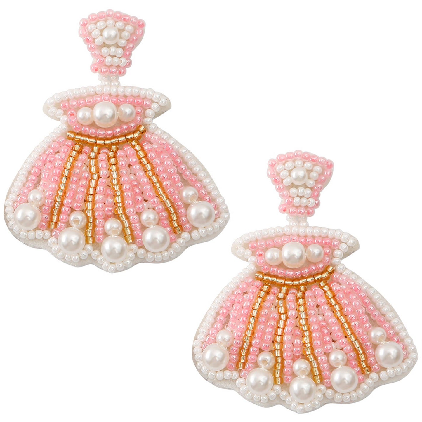 Ole - Summer Sea Shell  Pear Seed Bead Earrings