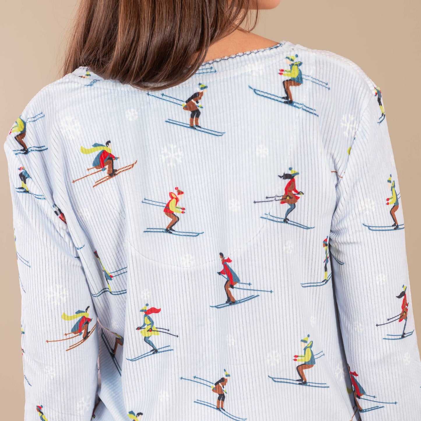 Amanda Blu - It's Snow Time Ski Pajama Top | Long-Sleeve Winter PJs: M