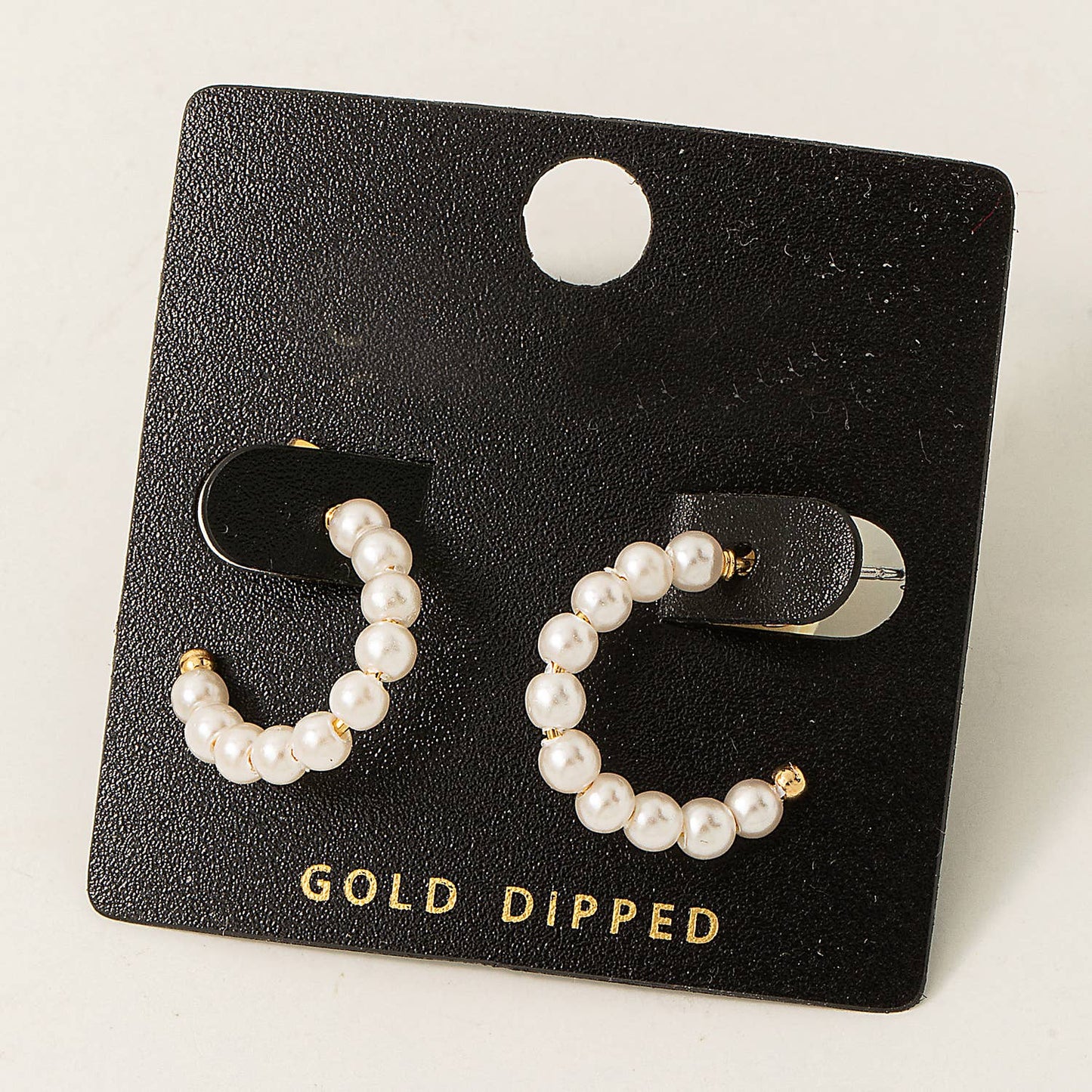 Fame Accessories - Gold Dipped Pearl Beaded Hoop Earrings: G