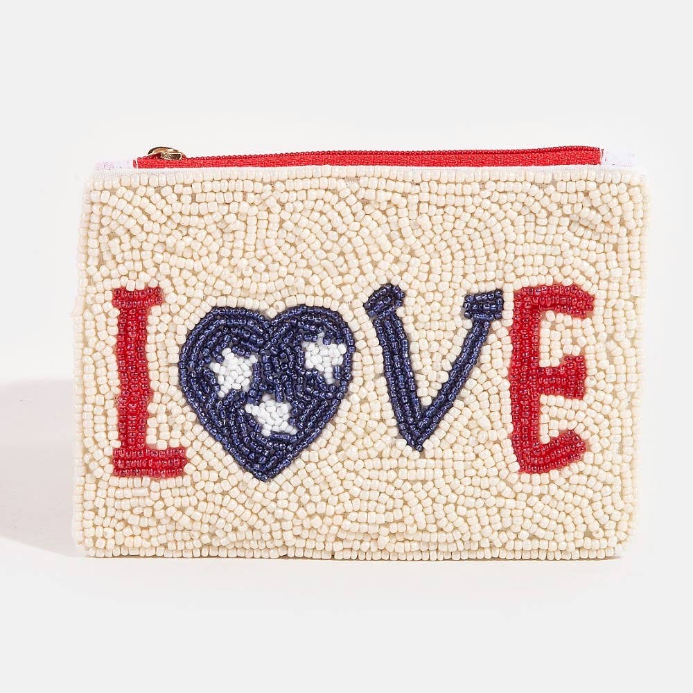 Collections by Fame Accessories - Love 4th of July Seed Beaded Coin Purse: MULTI