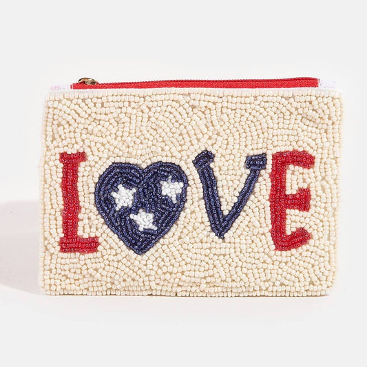 Collections by Fame Accessories - Love 4th of July Seed Beaded Coin Purse: MULTI