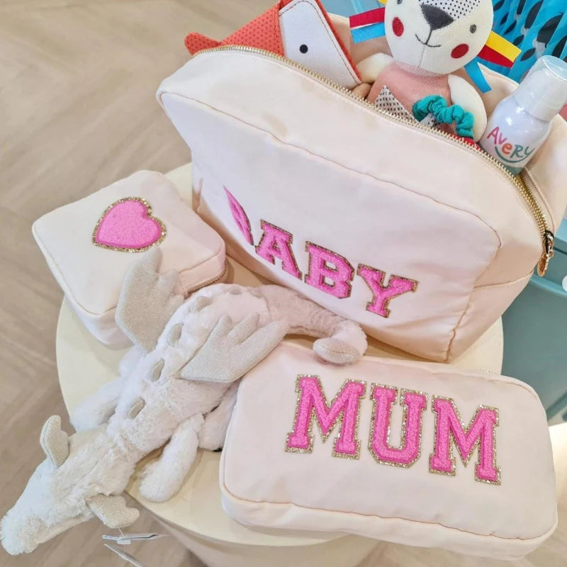 Candy Color DIY Personalized Embroidery Monogram Women Waterproof Toiletry Bag Travel Makeup Bag Nylon Cosmetic Pouch