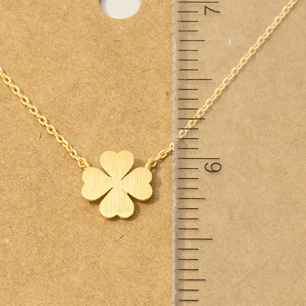 Fame Accessories - Mini Clover Pendant Necklace: G