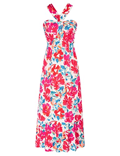 GRACE KARIN 2025 Women's Criss Cross Halterneck Sleeveless Summer Floral Print Flowy A Line Maxi Dress