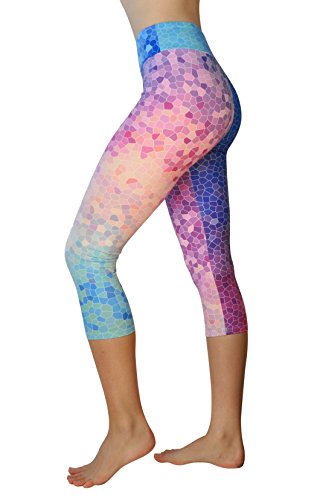 Comfy Yoga Pants - Workout Capris - High Waist Workout Leggings for Women - Lightweight Printed Yoga Legging - Size S/M 4-10