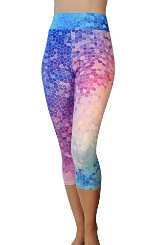 Comfy Yoga Pants - Workout Capris - High Waist Workout Leggings for Women - Lightweight Printed Yoga Legging - Size S/M 4-10