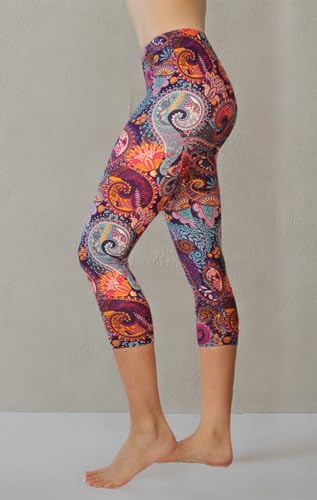 Comfy Yoga Pants - Workout Capris - High Waist Workout Leggings for Women - Lightweight Printed Yoga Legging - Size S/M 4-10