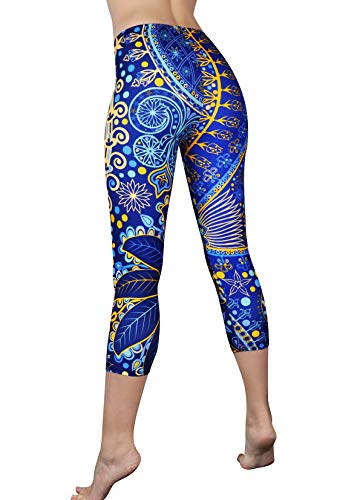 Comfy Yoga Pants - Workout Capris - High Waist Workout Leggings for Women - Lightweight Printed Yoga Legging - Size S/M 4-10
