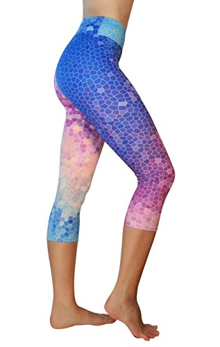 Comfy Yoga Pants - Workout Capris - High Waist Workout Leggings for Women - Lightweight Printed Yoga Legging - Size S/M 4-10