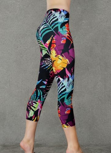 Comfy Yoga Pants - Workout Capris - High Waist Workout Leggings for Women - Lightweight Printed Yoga Legging - Size S/M 4-10