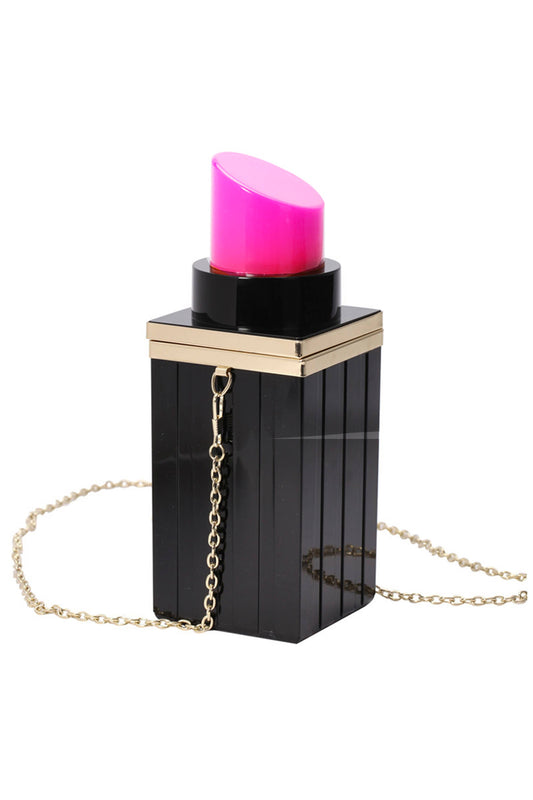 Ole - Acrylic Lipstick Evening Bags : Black-Pink