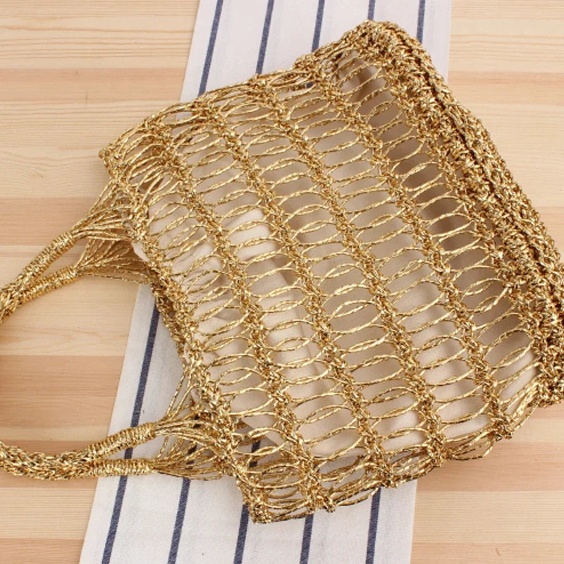 YoReAi Women's Fashion Large Capacity Straw Woven Bag Handbag Soft Beach Woven Bags Convenient Shopping Packet Storage Pouch