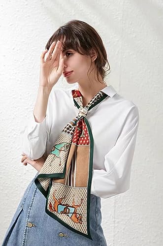 ANDANTINO 100% Silk Scarf for Women 59”*6.3” Long Shawls for Headscarf and Neck- Oblong Hair Wraps with Gift Packed