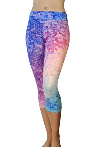 Comfy Yoga Pants - Workout Capris - High Waist Workout Leggings for Women - Lightweight Printed Yoga Legging - Size S/M 4-10