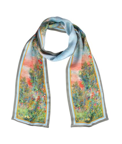 ANDANTINO 100% Silk Scarf for Women 59”*6.3” Long Shawls for Headscarf and Neck- Oblong Hair Wraps with Gift Packed