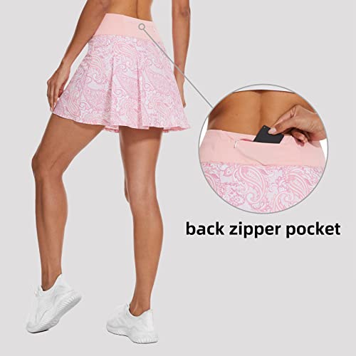 M MOTEEPI 16" Tennis Skirts for Women Pleated Golf Athletic Skorts Skirts with Shorts Pockets Running Pickleball Summer