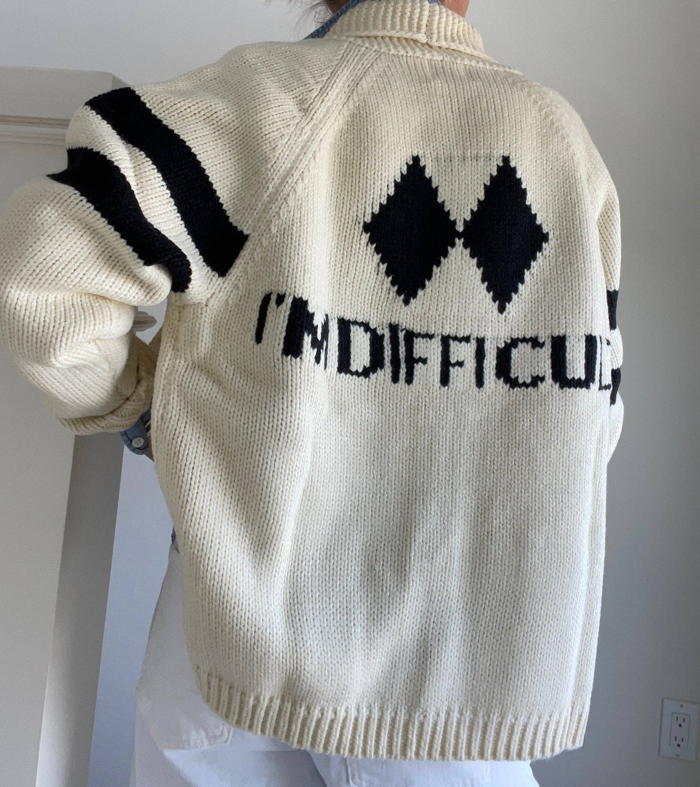 Pink Pineapple - I'm Difficult Varsity Cardigan: Xs/s