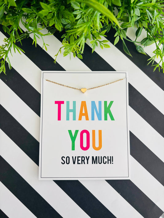 Peddle Your Paper - Thank You Heart Necklace Gift Stationery Combo Gift: Yellow Gold