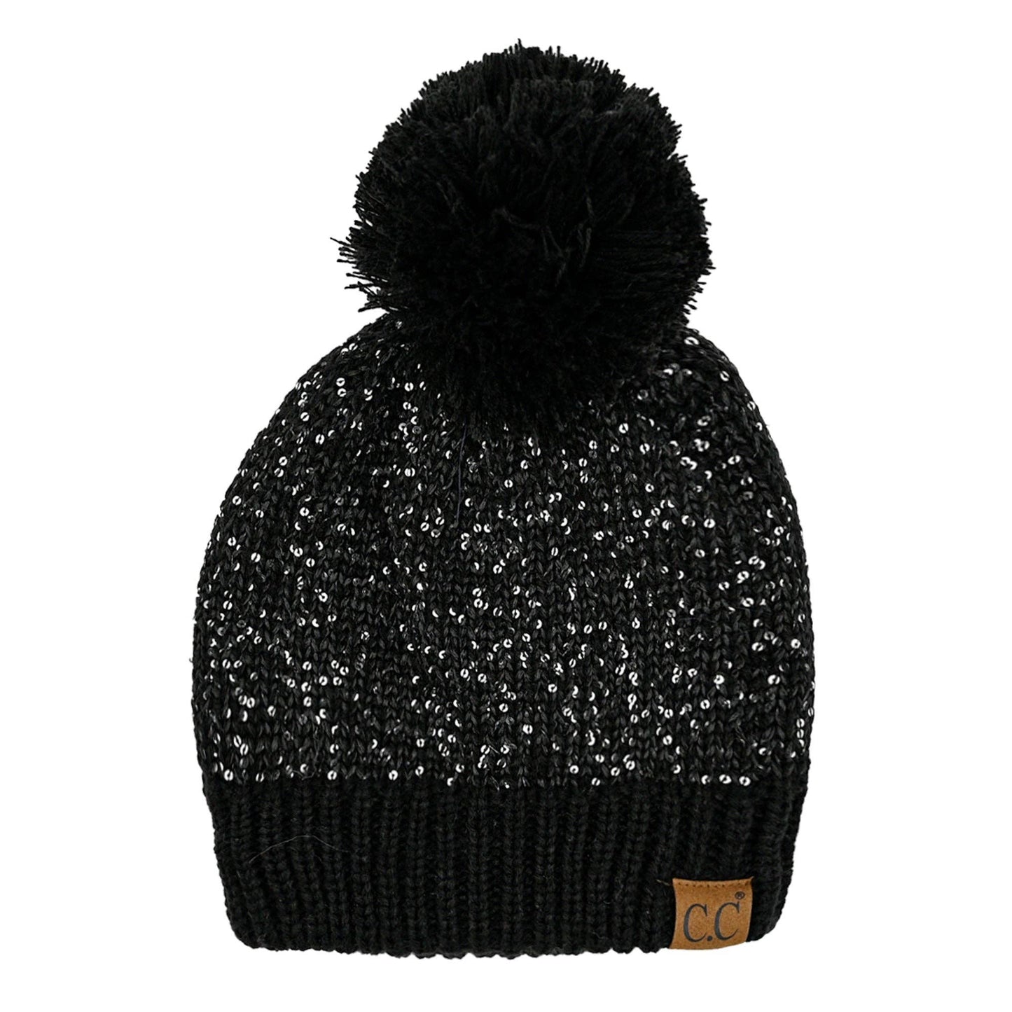 Truly Contagious - CC Sequin Pom Beanie ( HTE0034 ): Black/Silver