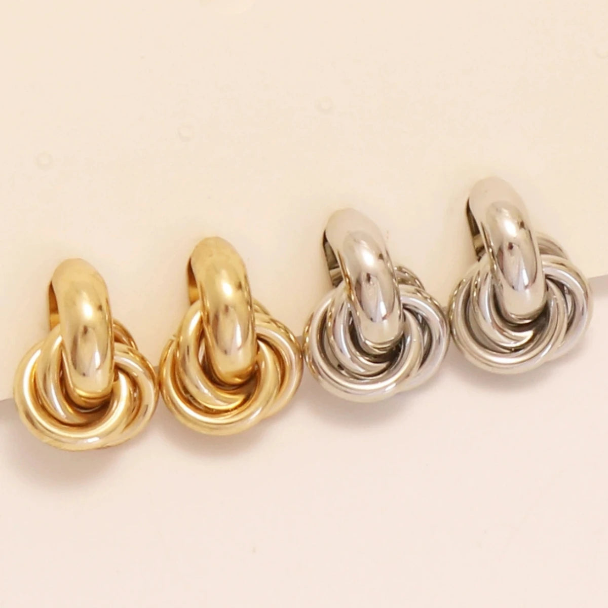 Gold SIlver Color Knot Hoop Earring For Women Shiny Plating Trendy Earring Stud Cute Daily Wear Jewelry