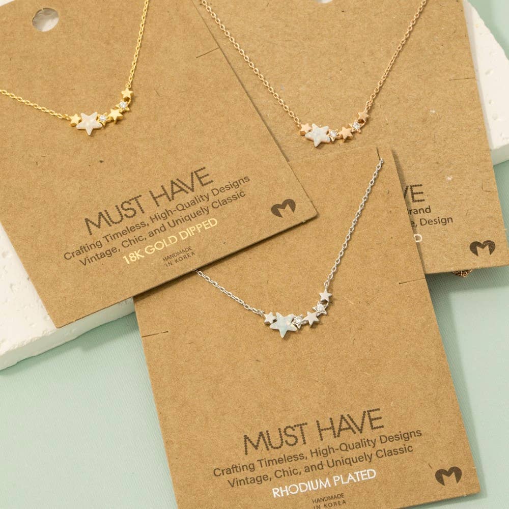 Fame Accessories - Dainty Multi Star Charm Necklace: G