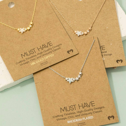 Fame Accessories - Dainty Multi Star Charm Necklace: G