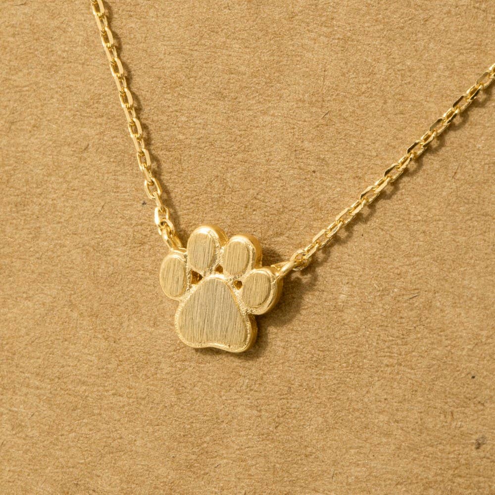 Fame Accessories - Mini Paw Print Charm Necklace: G