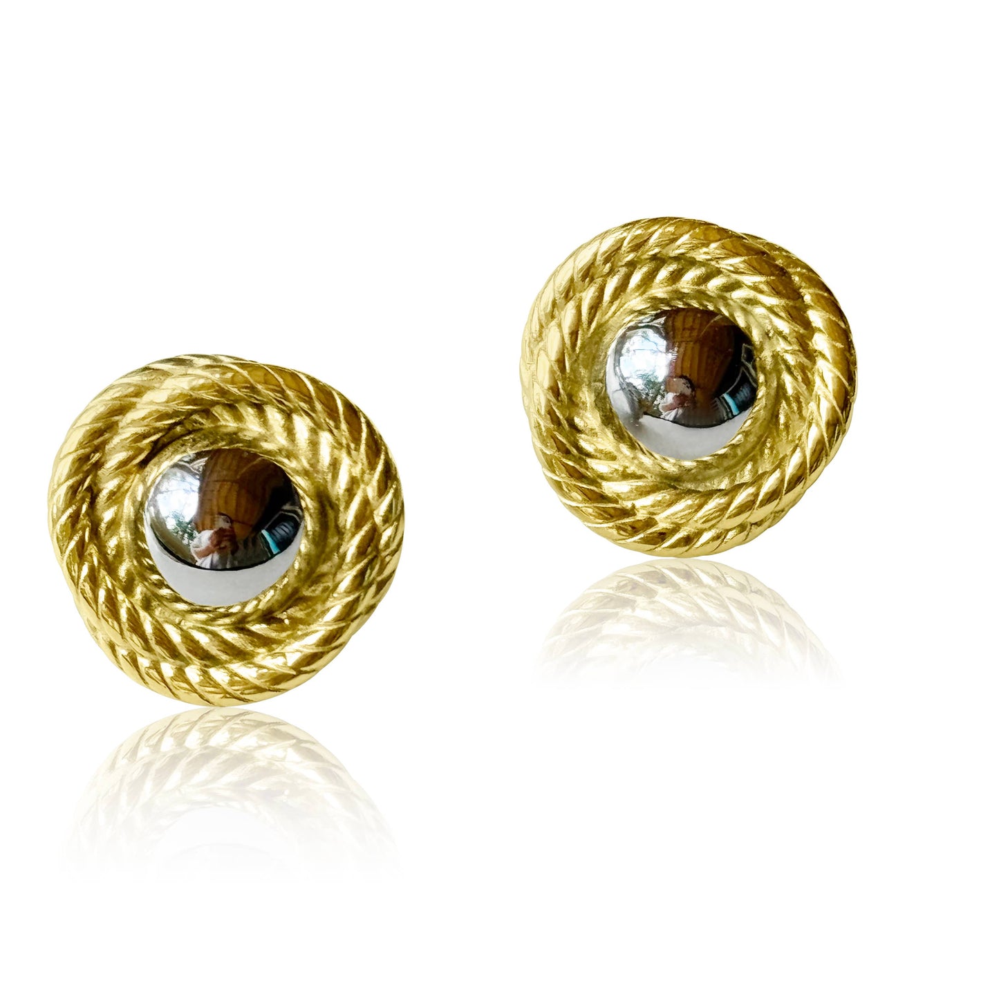 Ellison+Young - Two Toned Golden Day Stud Earrings